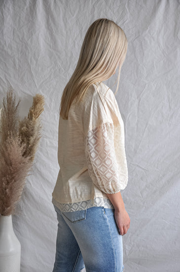Peekaboo Cream Blouse | JQ Clothing Co.