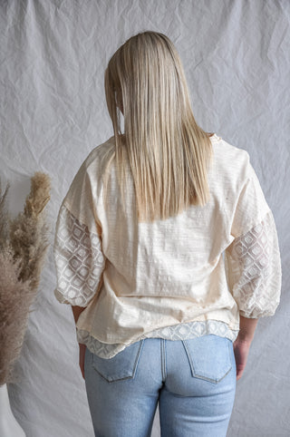 Peekaboo Cream Blouse | JQ Clothing Co.