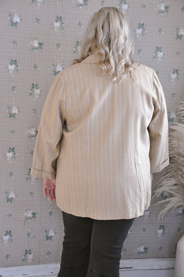 Beautiful Beige Curvy Linen Blazer | JQ Clothing Co.