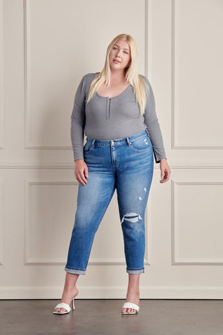 Kancan Daisy Curvy Mid Rise Boyfriend Jean | JQ Clothing Co.