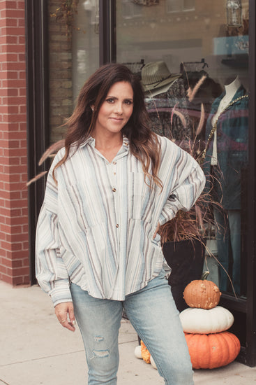 Oversized Stripe Button Down | JQ Clothing Co.