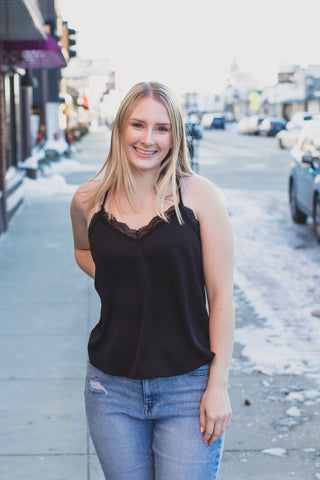 Hint Of Lace Black Cami Top | JQ Clothing Co.