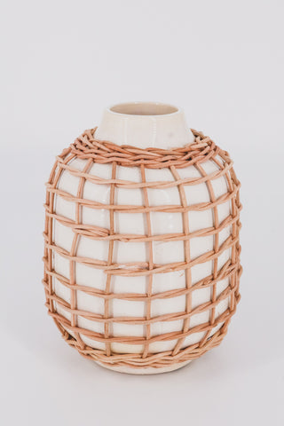 Rattan White Vase | JQ Clothing Co.