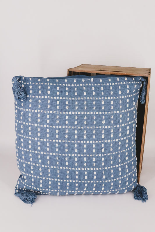 Hand Woven Blue Polly Pillow | JQ Clothing Co.