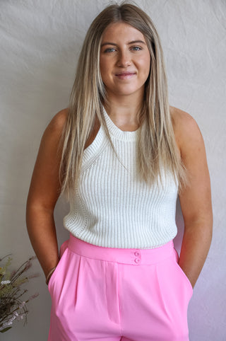 Ivory Knit Halter Tank Top