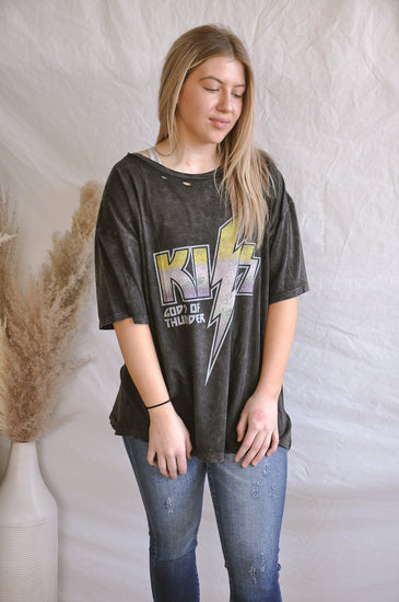 Kiss Tour Tee Washed Charcoal | JQ Clothing Co.