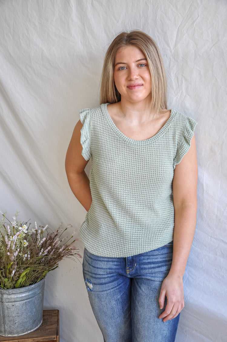 Light Sage Knitted Top | JQ Clothing Co.