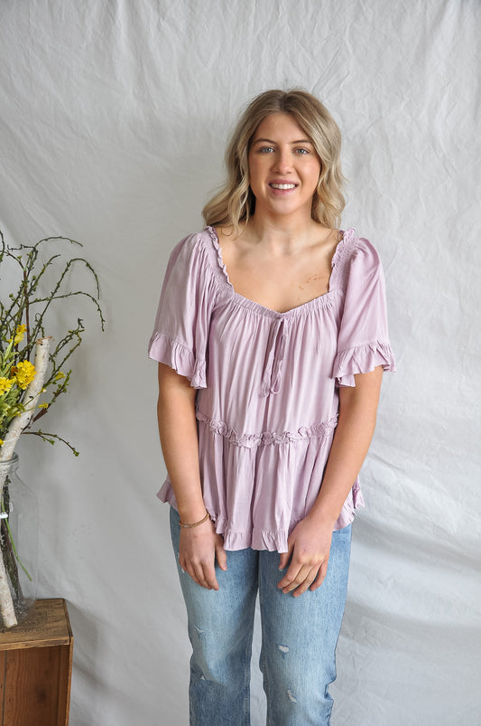 Lovely Lilac Peasant Style Blouse | JQ Clothing Co.