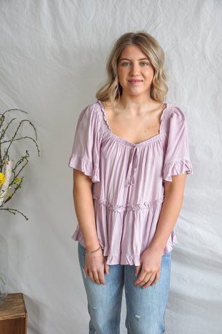 Lovely Lilac Peasant Style Blouse | JQ Clothing Co.