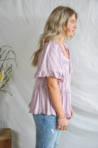 Lovely Lilac Peasant Style Blouse | JQ Clothing Co.