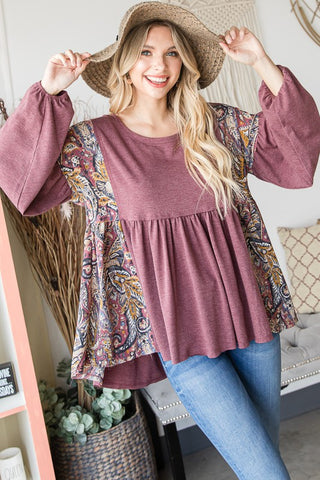 Side Pattern Burgundy Top | JQ Clothing Co.