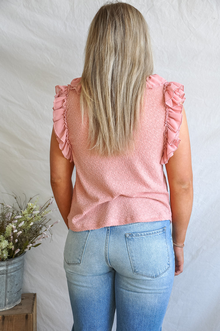 The Ruffled Up Rose Tank Blouse