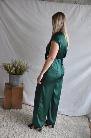 Silky Satin Short Sleeve Jumpsuit