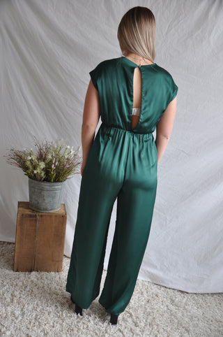 Silky Satin Short Sleeve Jumpsuit