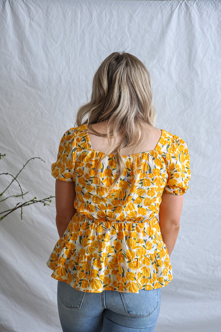 Something Great Yellow Floral Blouse | JQ Clothing Co.