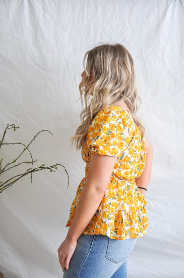 Something Great Yellow Floral Blouse | JQ Clothing Co.