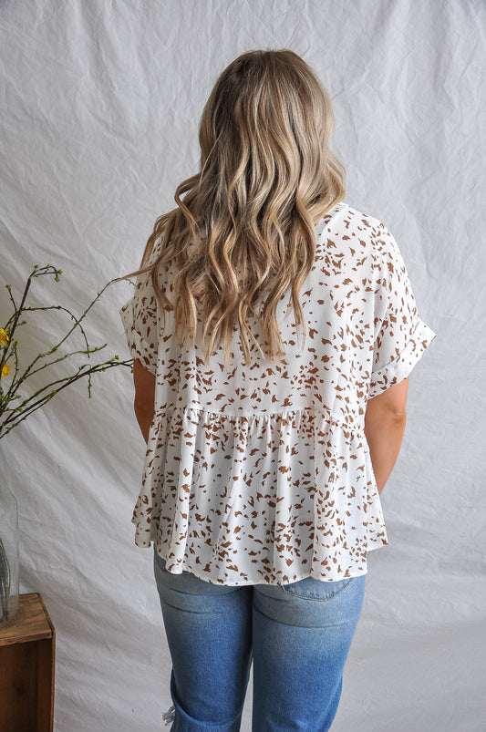 Spotted Ivory Babydoll Top | JQ Clothing Co.