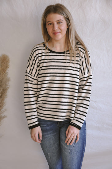 Stunning Stripes Ivory Sweater | JQ Clothing Co.