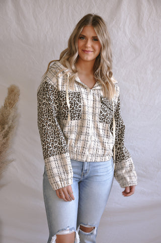 Tweed Contrast Leopard Jacket | JQ Clothing Co.