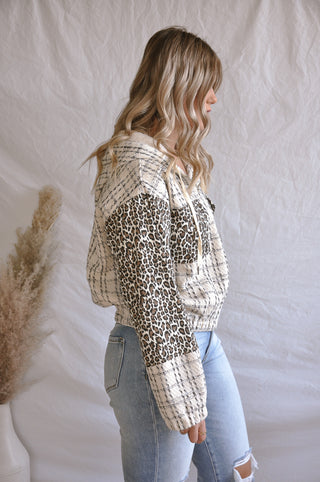 Tweed Contrast Leopard Jacket | JQ Clothing Co.