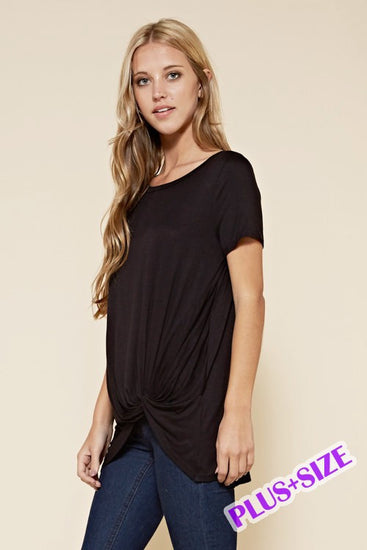 Perfectly Plus Twisted Knot Short Sleeve Top | JQ Clothing Co.