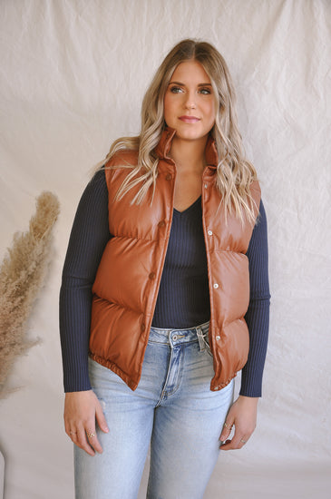 Vince Faux Leather Puffer Vest | JQ Clothing Co.