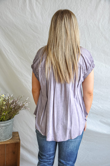 Washed Purple Perfection Henley Top | JQ Clothing Co.
