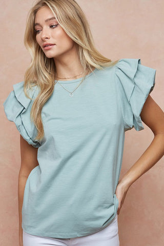 Bubble Ruffle Sleeve Detail Top | JQ Clothing Co.