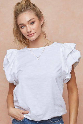 Bubble Ruffle Sleeve Detail Top | JQ Clothing Co.