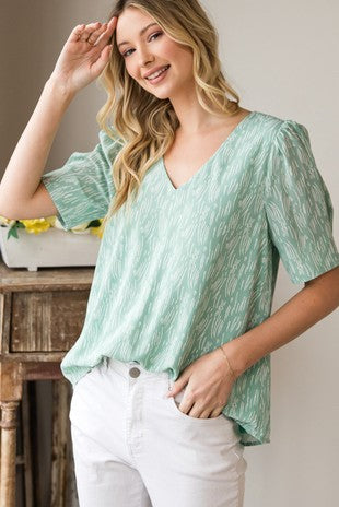 Superbly Sage Print Blouse | JQ Clothing Co.