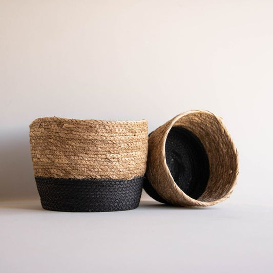 Black Woven Baskets - Set of 2 | JQ Clothing Co.